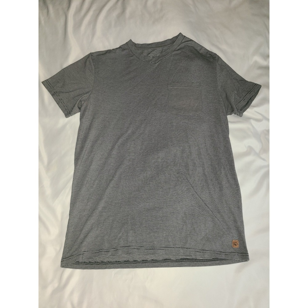 Tentree Men's Grey Striped Short Sleeve Pocket T-Shirt Size Medium